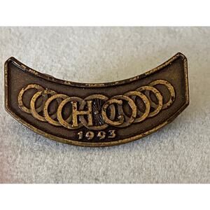 VINTAGE 1993 Silver Harley Davidson Owners Group HOG Motorcycle Vest Pin